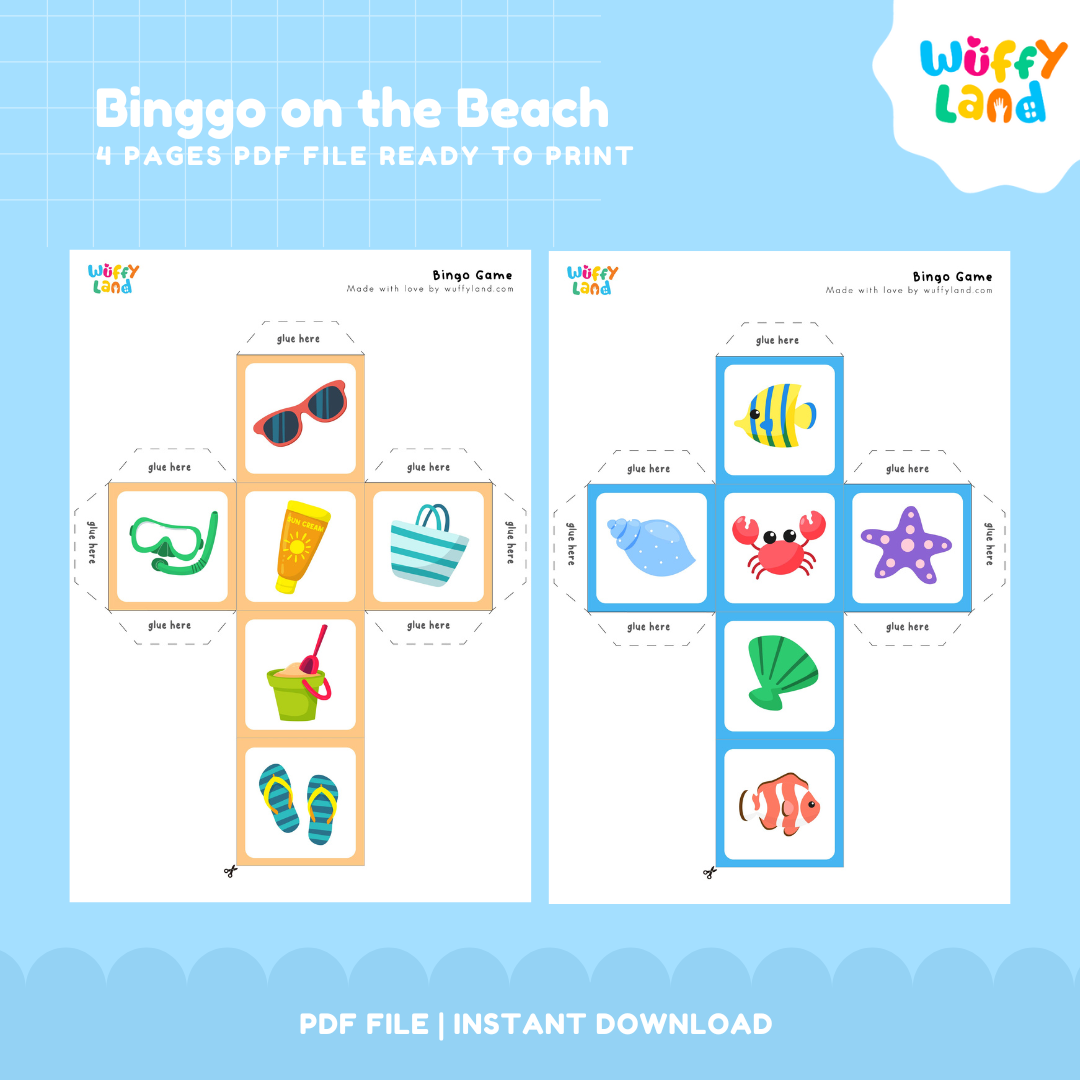 Beach Bingo Game | Summer Theme Matching & Vocabulary Activity Printable