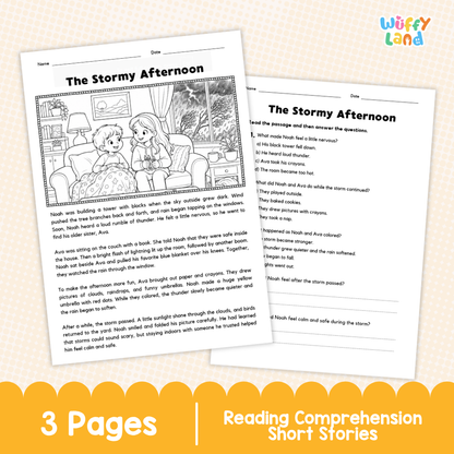 The Stormy Afternoon Reading Comprehension Passage and Questions Worksheets