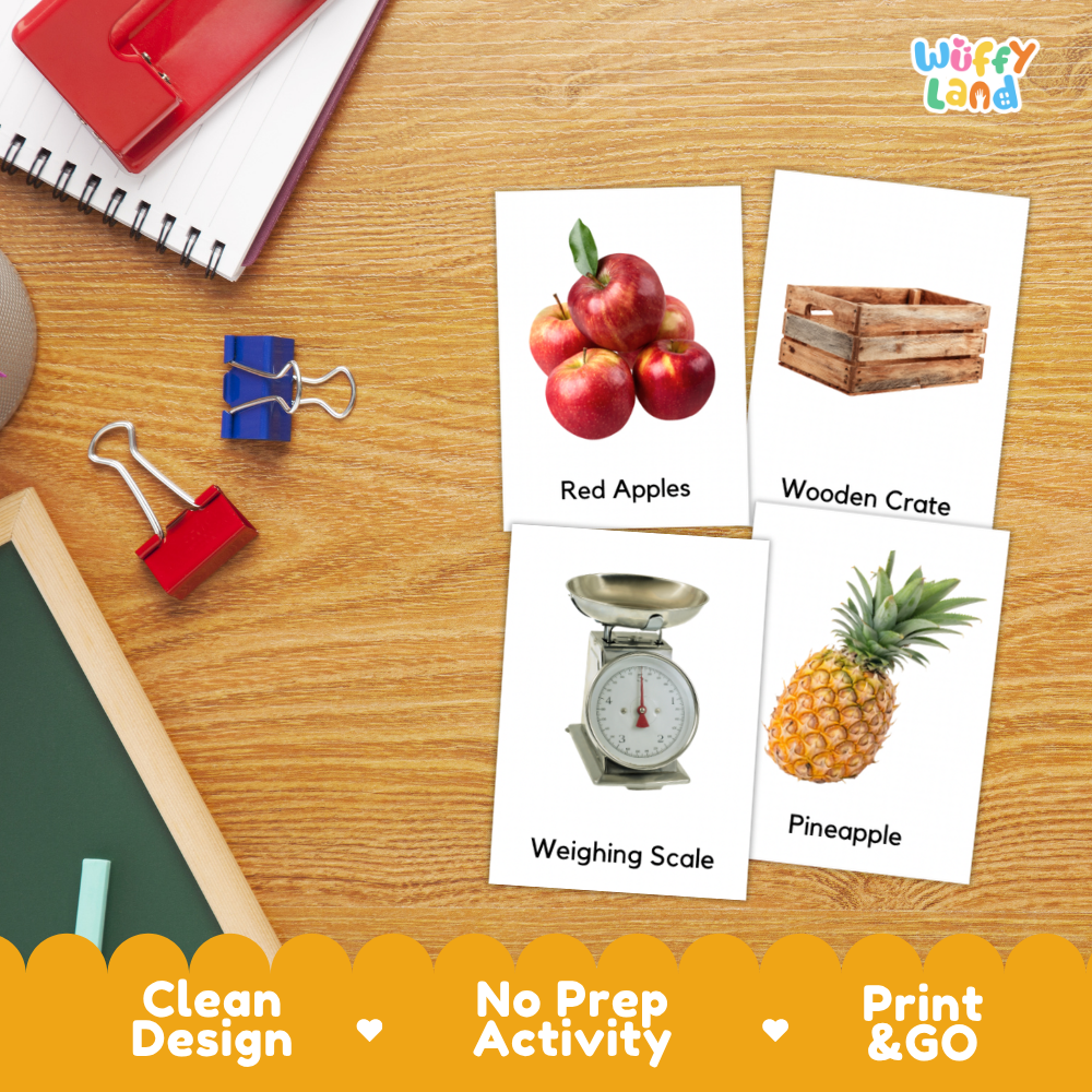 Things At The Fruit & Vegetable Store Vocabulary Flashcards and Matching Cards