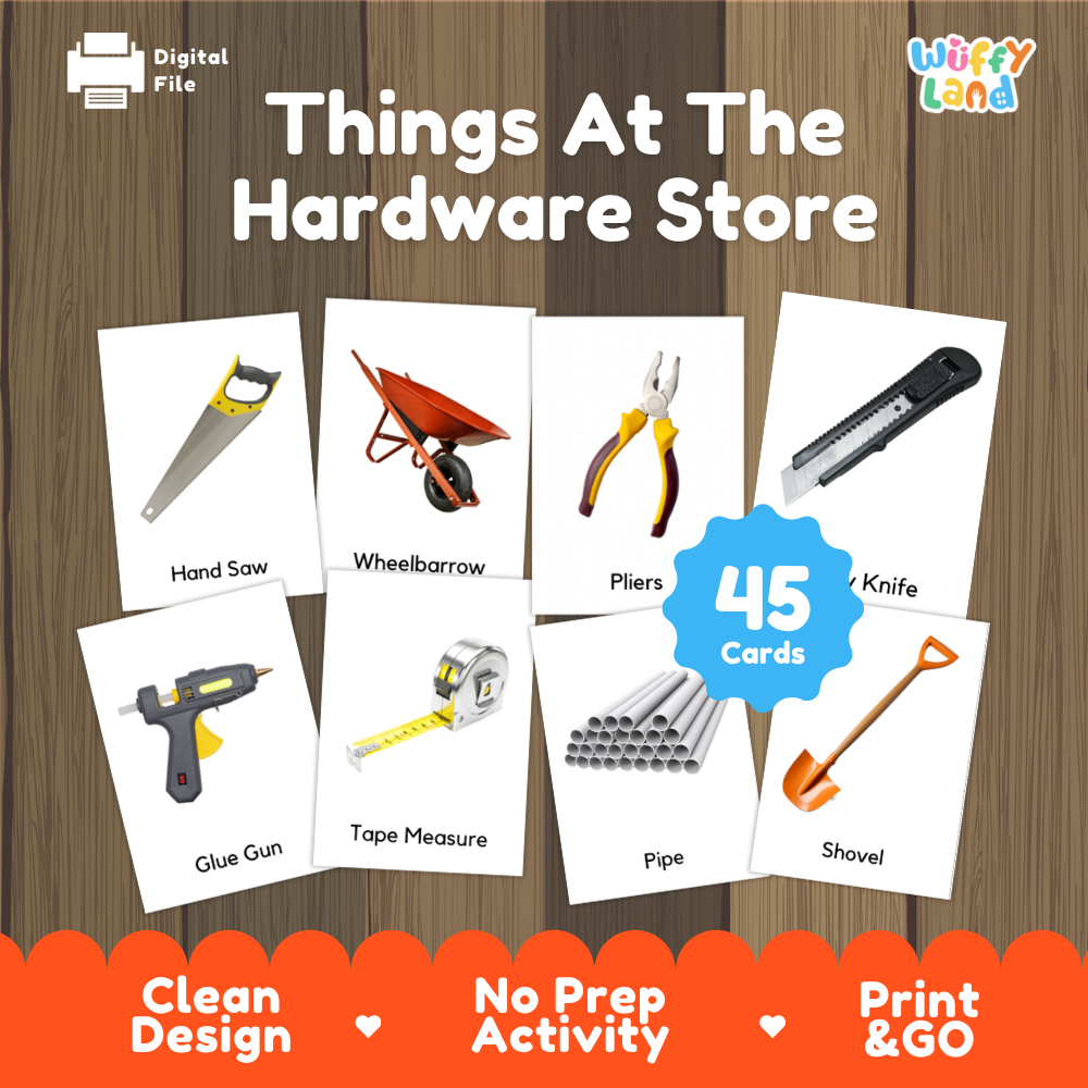 Things At The Hardware Store Vocabulary Flashcards and Matching Cards