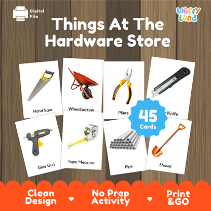 Things At The Hardware Store Vocabulary Flashcards and Matching Cards
