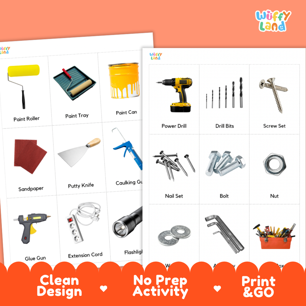 Things At The Hardware Store Vocabulary Flashcards and Matching Cards