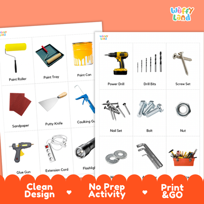 Things At The Hardware Store Vocabulary Flashcards and Matching Cards