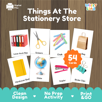 Things At The Stationery Store Vocabulary Flashcards and Matching Cards