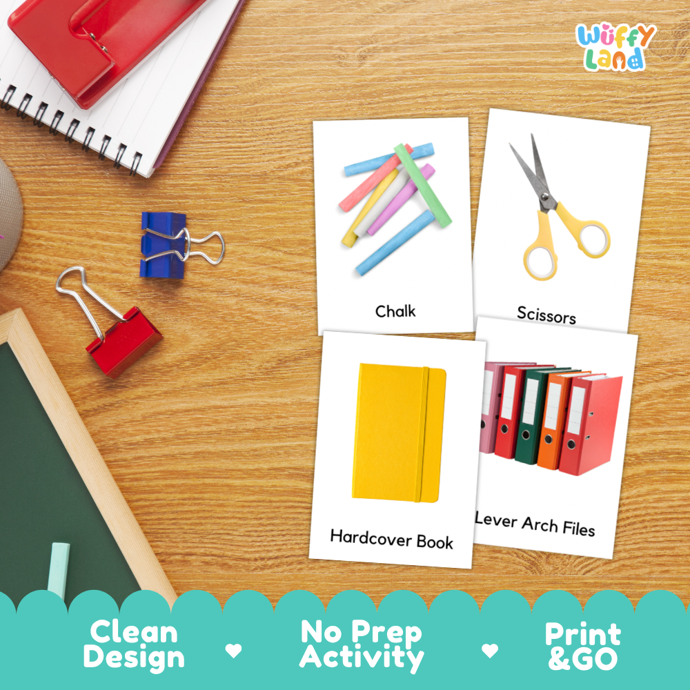Things At The Stationery Store Vocabulary Flashcards and Matching Cards