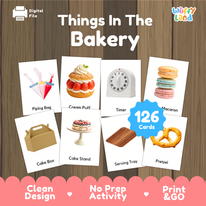 Things In The Bakery Vocabulary Flashcards and Matching Cards