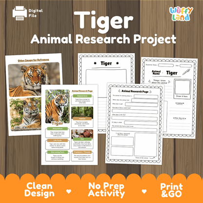 Tiger Animal Research Project | Informational Writing & Science Worksheets