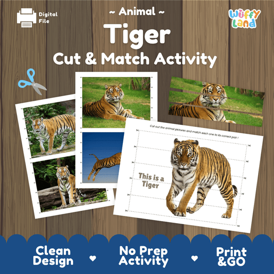 Tiger Cut and Match Activity Worksheets | Animal Puzzle Printables