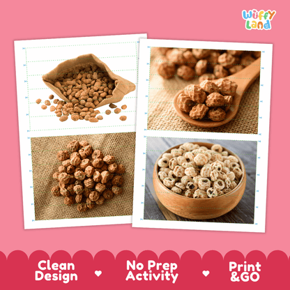 Tiger Nut Cut and Match Activity Worksheets | Nuts and Dried Fruits Puzzle Printables