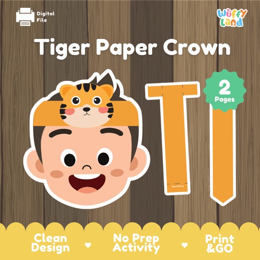 Tiger Paper Crown Craft - Printable Animal Hat for Kids - Fun Jungle Theme Activity