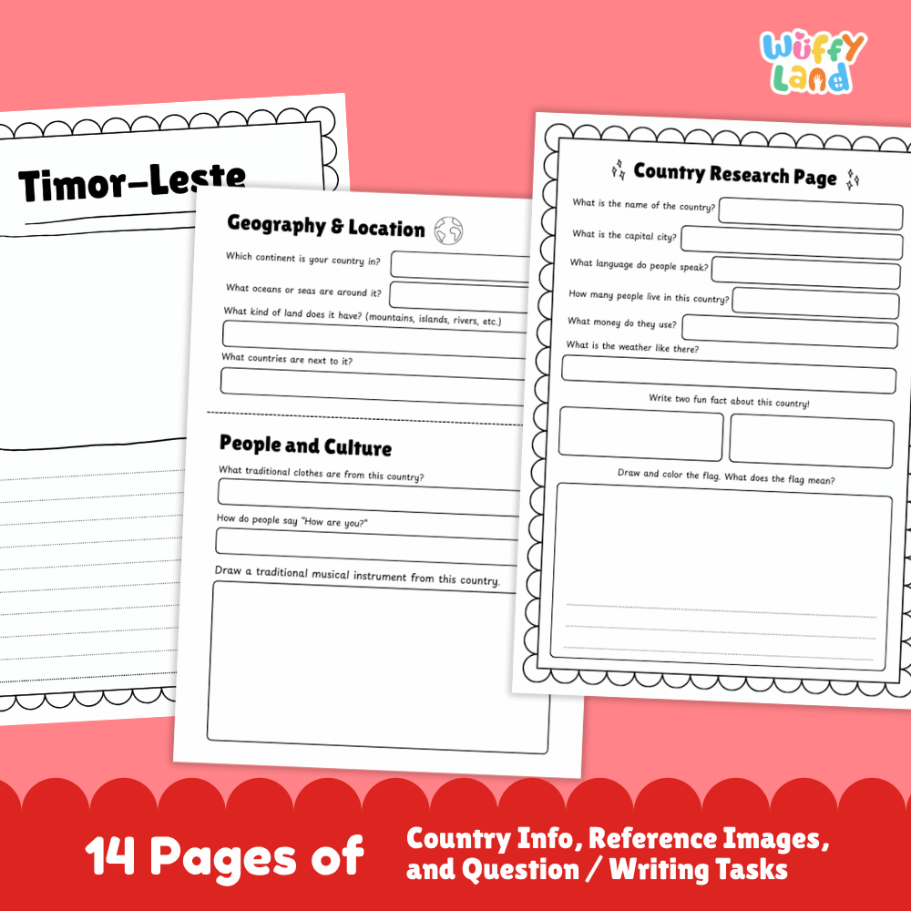 Timor-Leste Country Research Project | Geography Worksheets and Writing Tasks