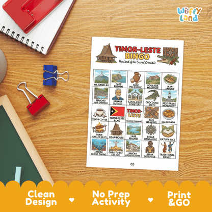 Timor Leste Geography BINGO Game Southeast Asia Country Study Activity Printable Boards