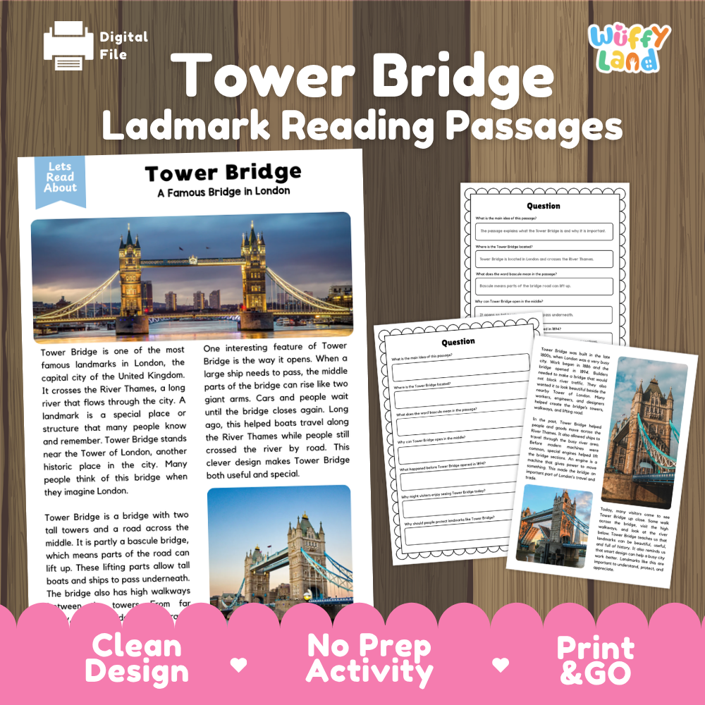 Tower Bridge Landmark Reading Passage and Comprehension Questions