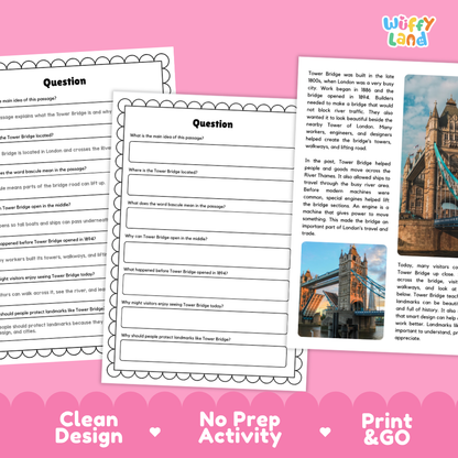 Tower Bridge Landmark Reading Passage and Comprehension Questions