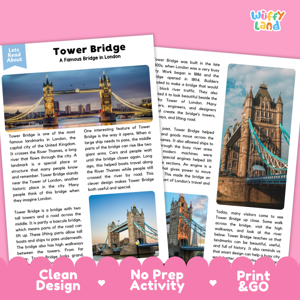 Tower Bridge Landmark Reading Passage and Comprehension Questions