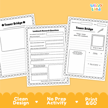 Tower Bridge Landmark Research Project | World Landmarks Worksheets & Fact Sheet