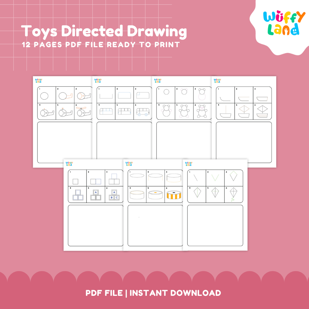 Toys Directed Drawing Worksheets – Step-by-Step Drawing for Kids