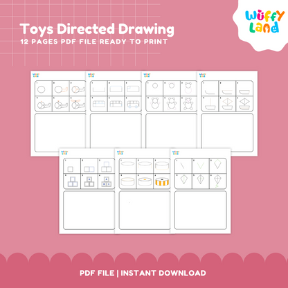 Toys Directed Drawing Worksheets – Step-by-Step Drawing for Kids