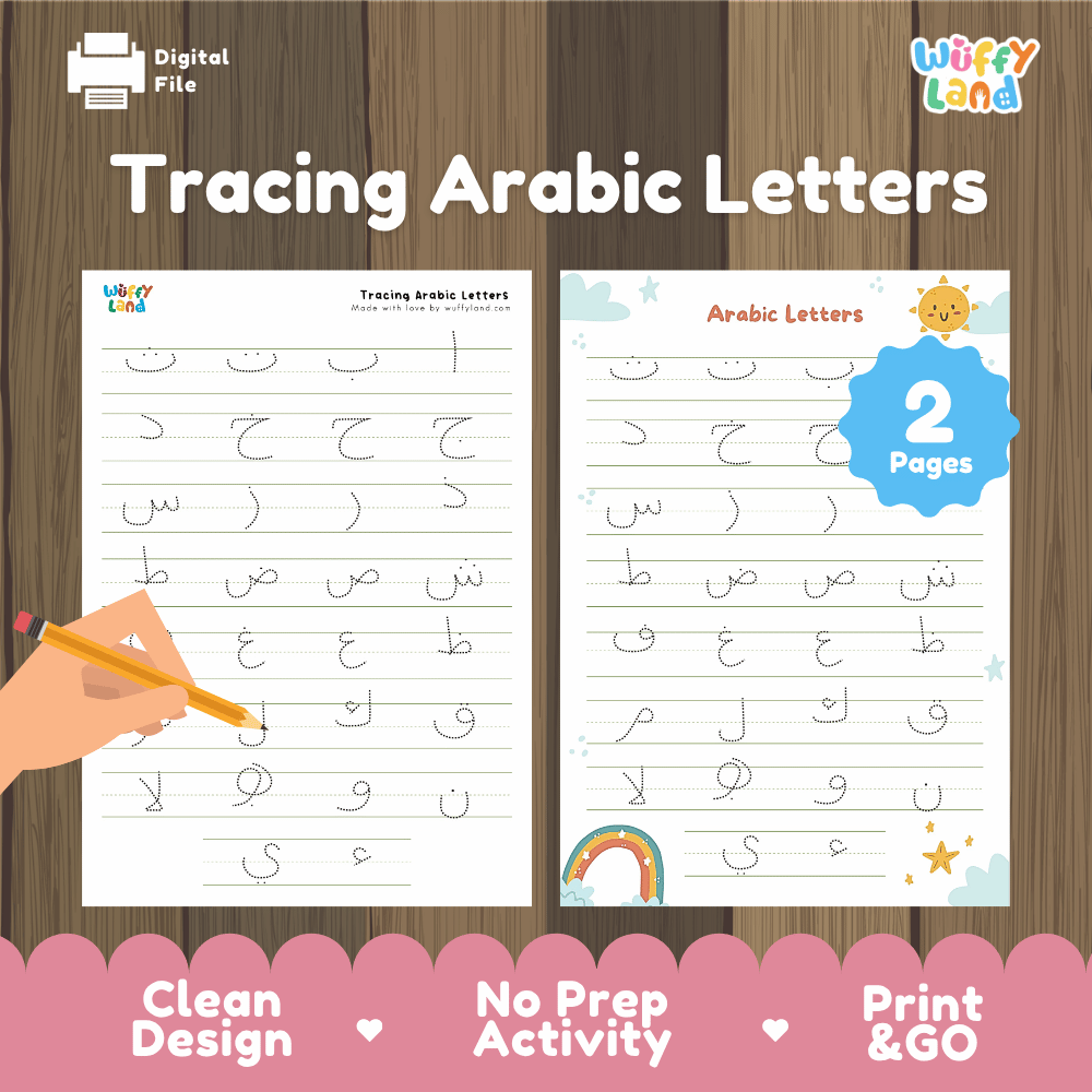 Tracing Arabic Letters Printable Handwriting Worksheets