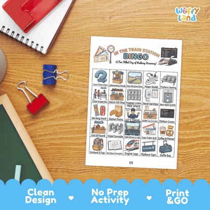 Train Station BINGO Games Printable Transportation Activity Cards
