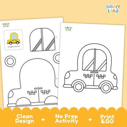 Transportation Cut and Paste Craft and Coloring Activity Worksheets