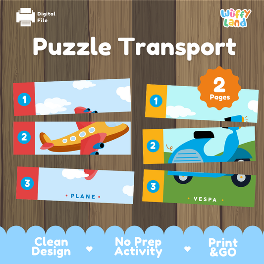 Transportation Number Strip Puzzles | Vehicles Math & Ordering Printable Activity