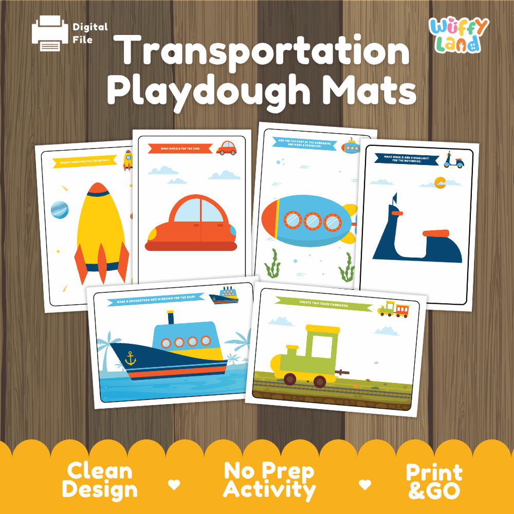 Transportation Playdough Mats Fine Motor Activity