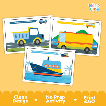 Transportation Playdough Mats Fine Motor Activity