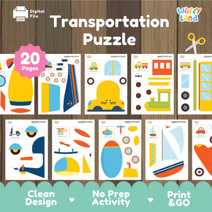 Transportation Puzzle – Printable Vehicle Matching Activity