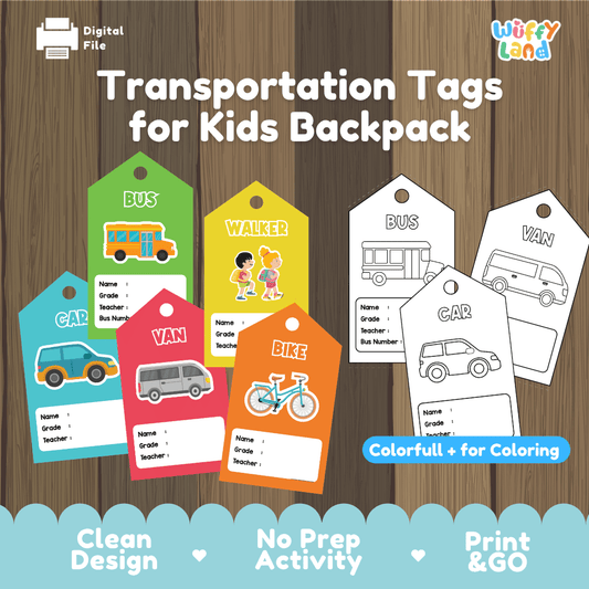 Transportation Tags for Kids Backpack Dismissal Bag Tags Printable