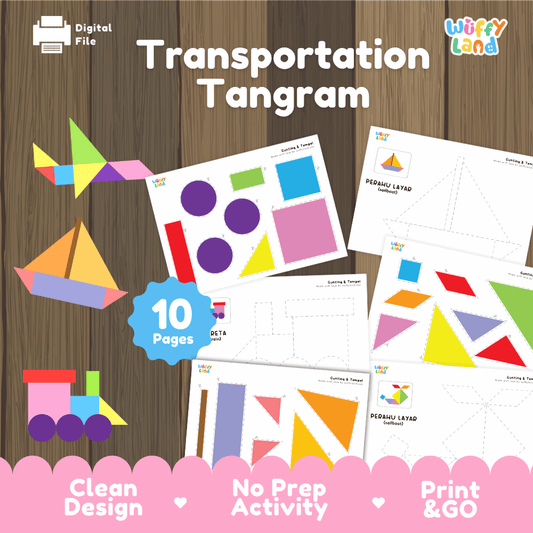 Transportation Tangram Puzzle – Vehicles Shape Craft