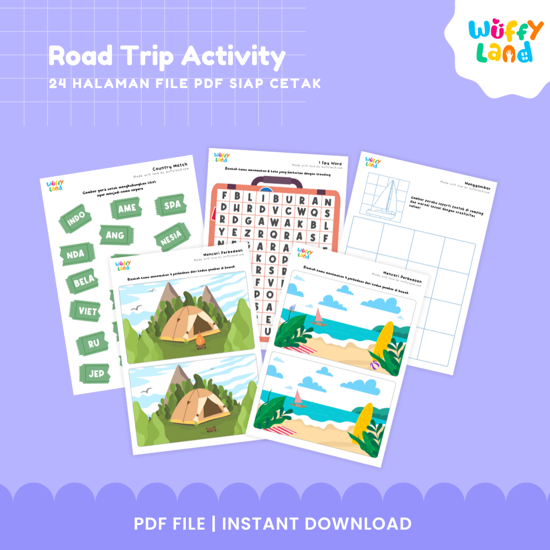 Road Trip Activity Kit for Kids - 24 Page Printable Travel Games and Educational Activities - Instant Download