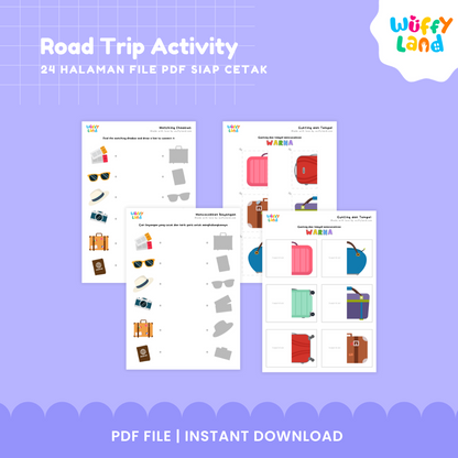 Road Trip Activity Kit for Kids - 24 Page Printable Travel Games and Educational Activities - Instant Download