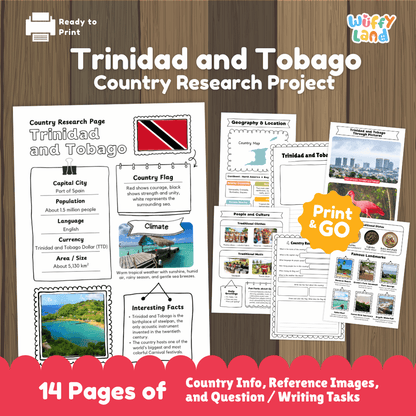 Trinidad and Tobago Country Research Project Worksheets and Activity Pages