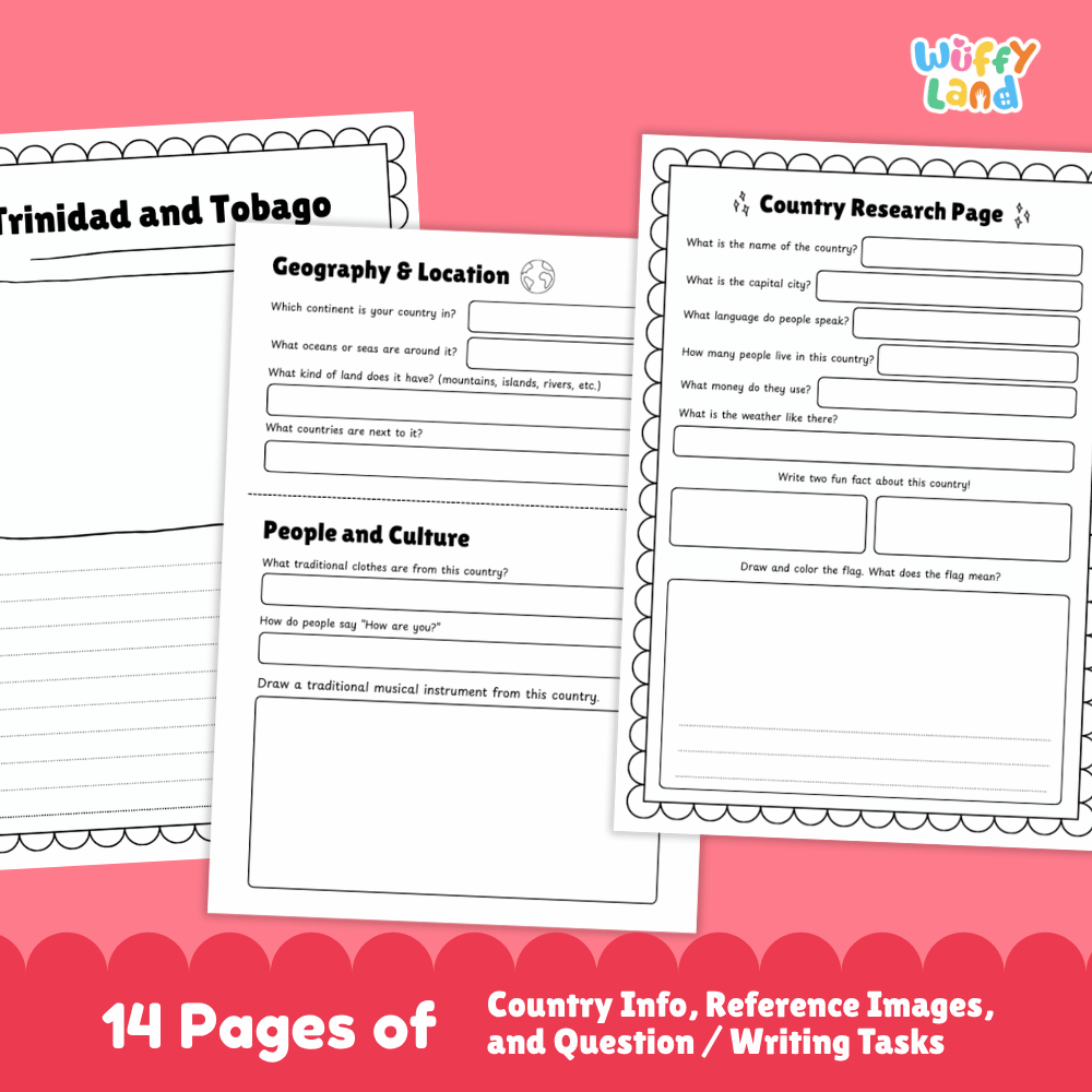 Trinidad and Tobago Country Research Project Worksheets and Activity Pages