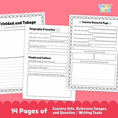 Trinidad and Tobago Country Research Project Worksheets and Activity Pages