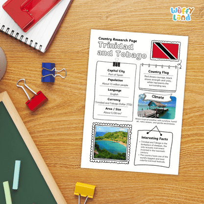 Trinidad and Tobago Country Research Project Worksheets and Activity Pages