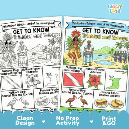 Trinidad and Tobago Geography Coloring Poster and Activity Worksheet