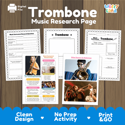 Trombone Music Research Page Worksheets