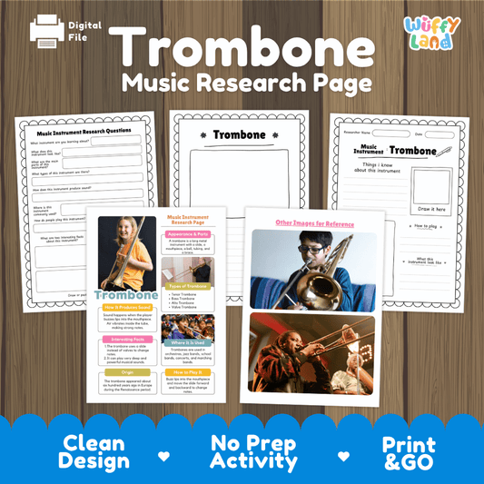 Trombone Music Research Page Worksheets