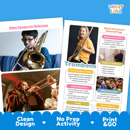 Trombone Music Research Page Worksheets