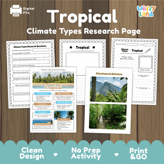 Tropical Climate Types Research Page Worksheets Weather Science Activity