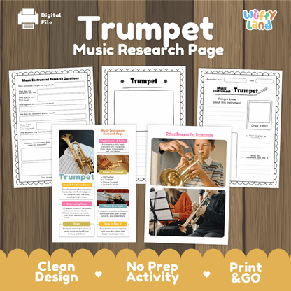Trumpet Music Research Page Worksheets