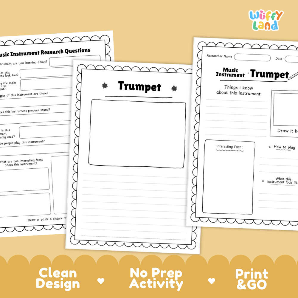 Trumpet Music Research Page Worksheets