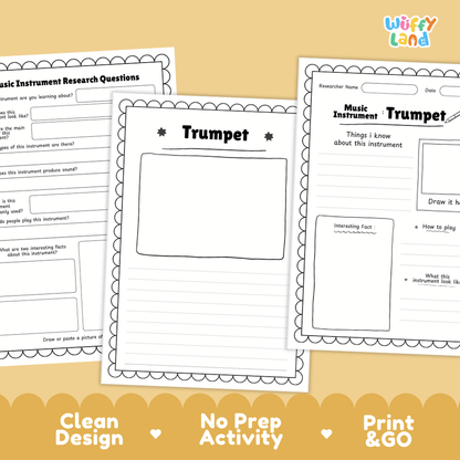 Trumpet Music Research Page Worksheets