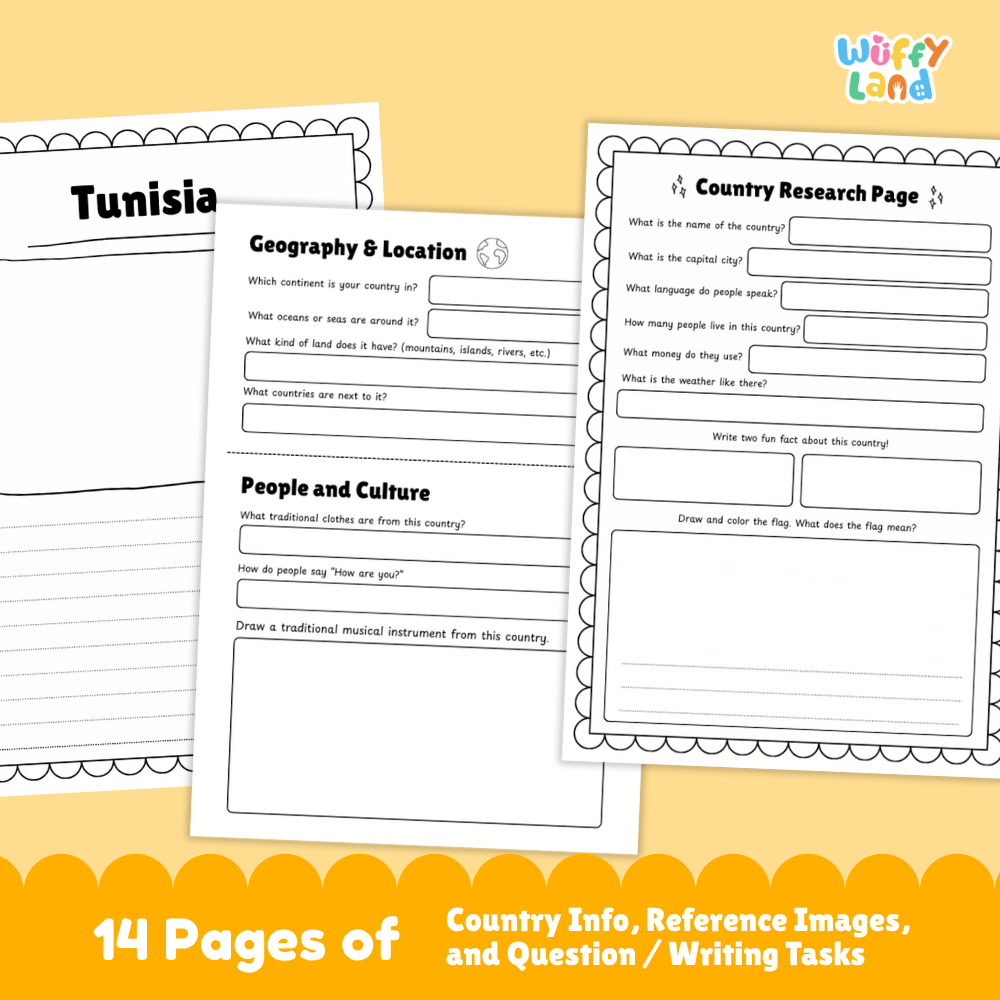 Tunisia Country Research Project | Geography Worksheets and Writing Tasks