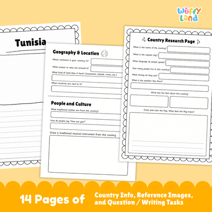 Tunisia Country Research Project | Geography Worksheets and Writing Tasks