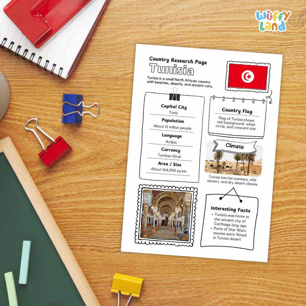 Tunisia Country Research Project | Geography Worksheets and Writing Tasks