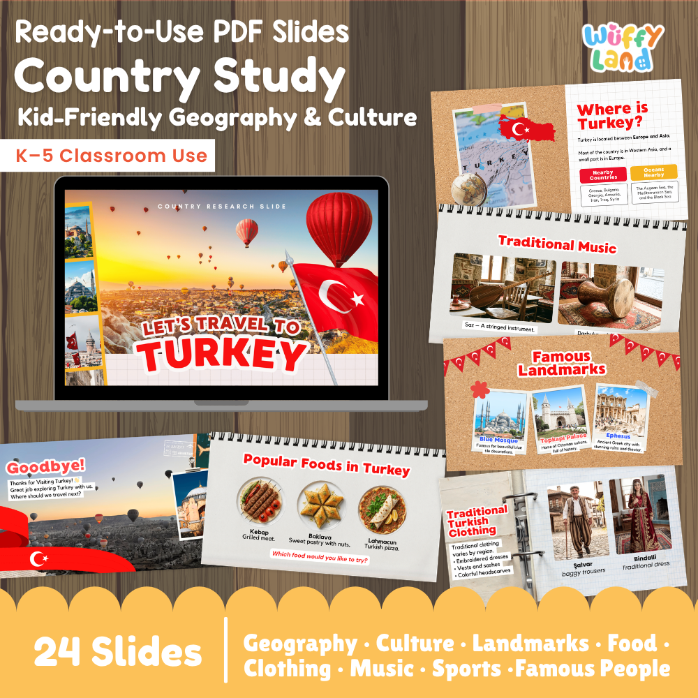 Turkey Country Study Kid Friendly Geography & Culture PDF Slides