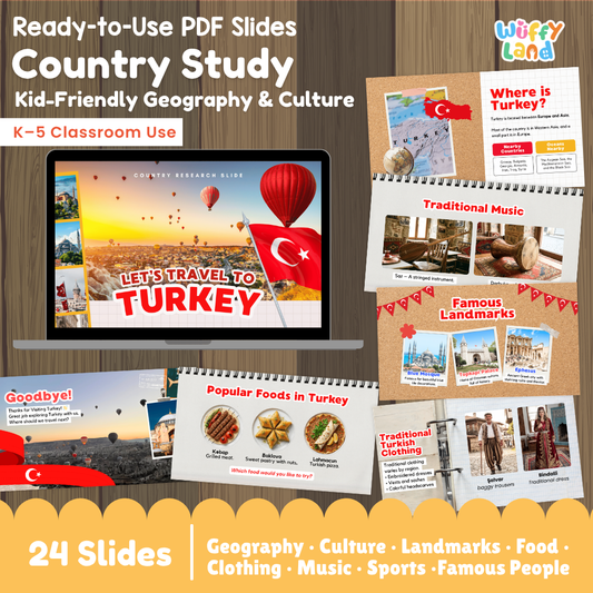 Turkey Country Study Kid Friendly Geography & Turkiye Culture PDF Slides